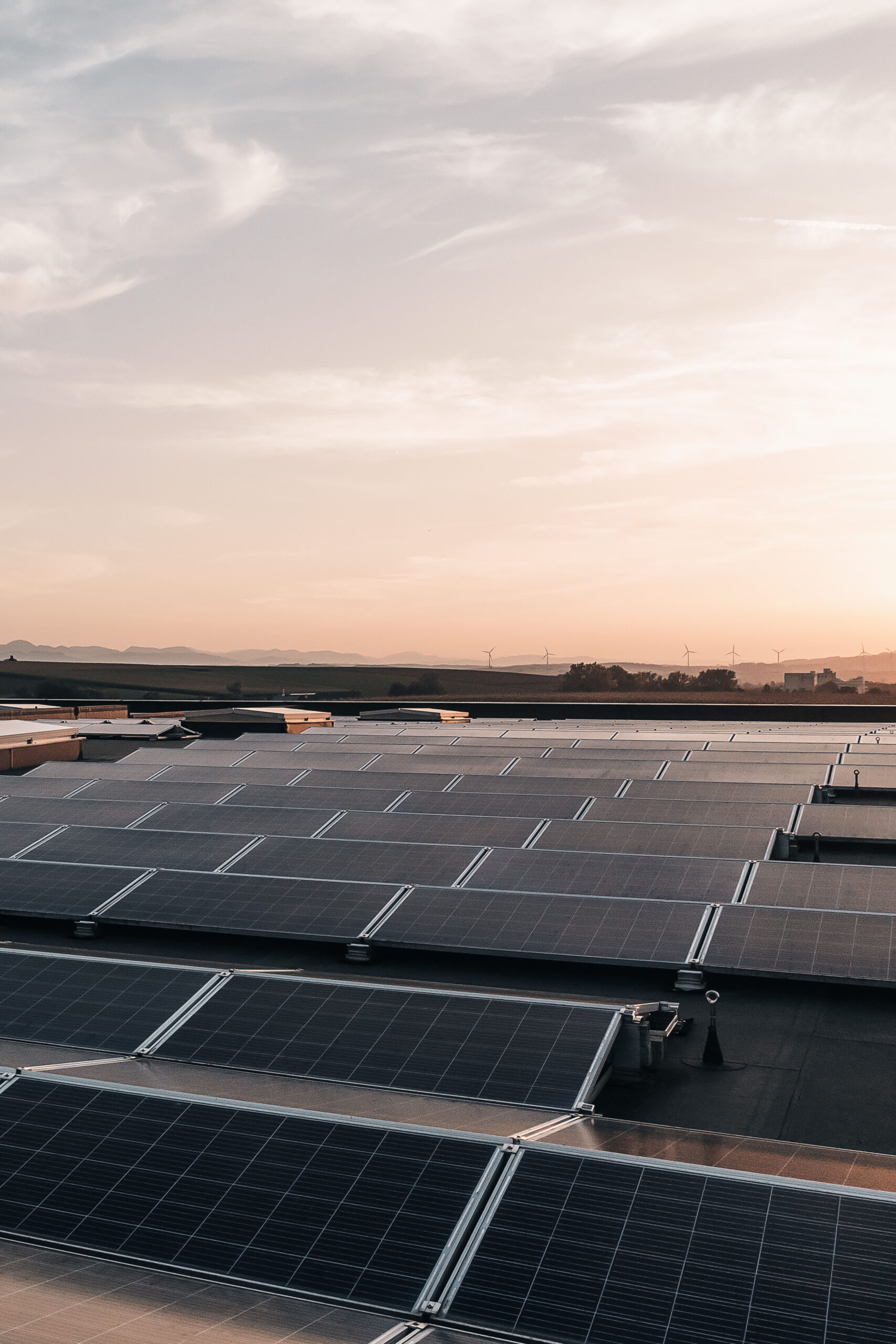 Photo of a photovoltaic system on a roof, for sustainable energy and against climate change