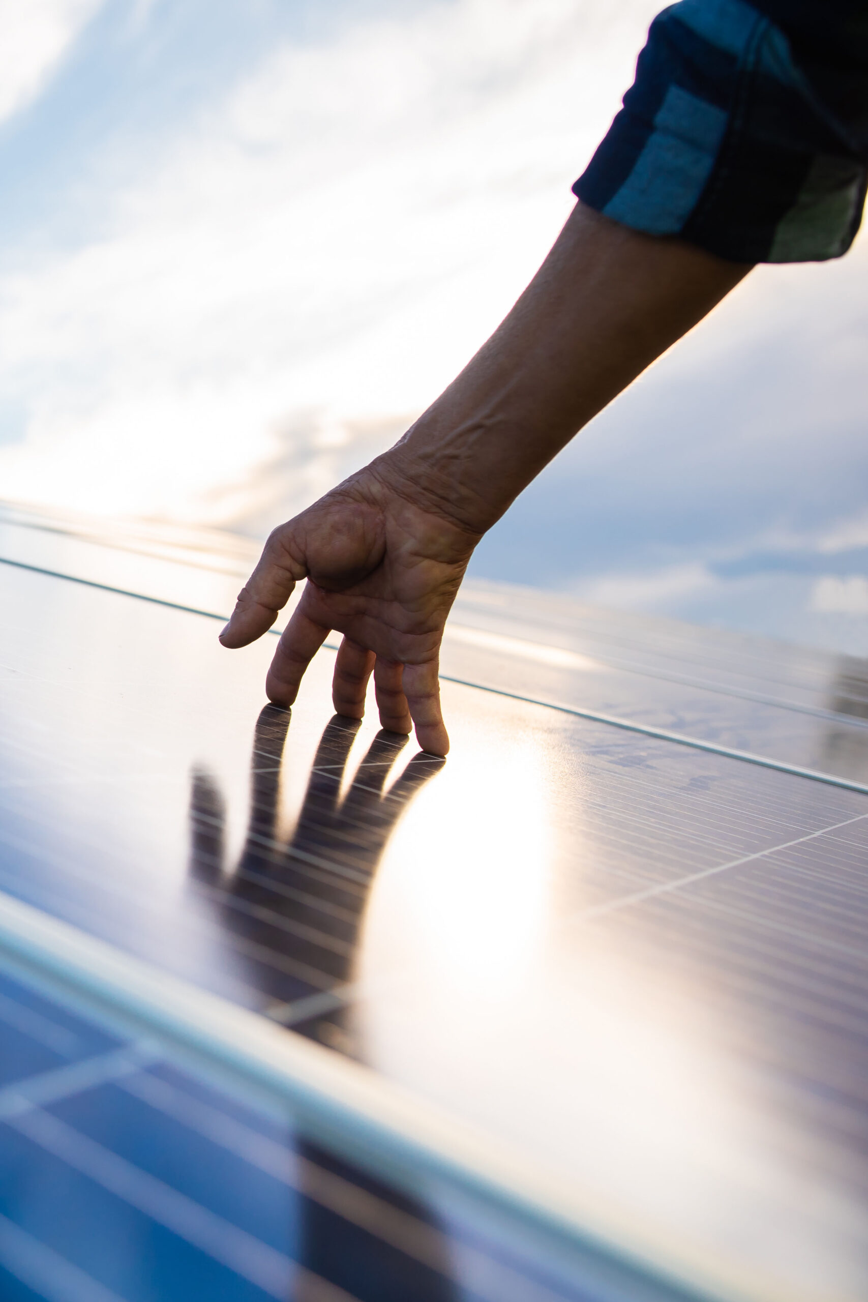 solar panel man working